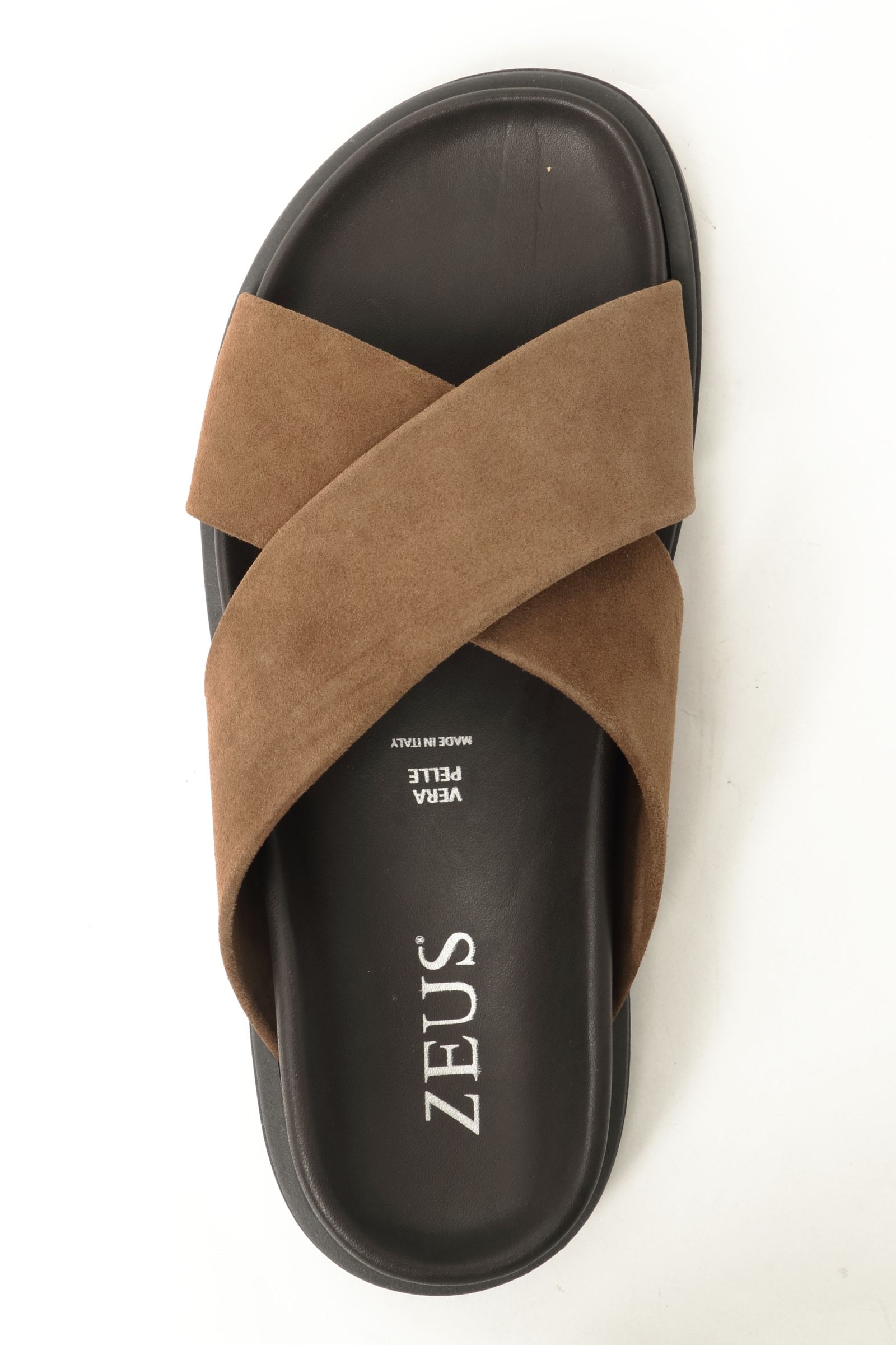 DEVIL&ZEUS - クロスストラップ コンフォート スエードレザー サンダル