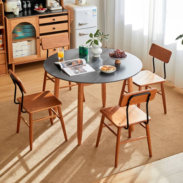 ダイニングテーブル 丸テーブル 円形セラミック天板 無垢材脚 チェリー材