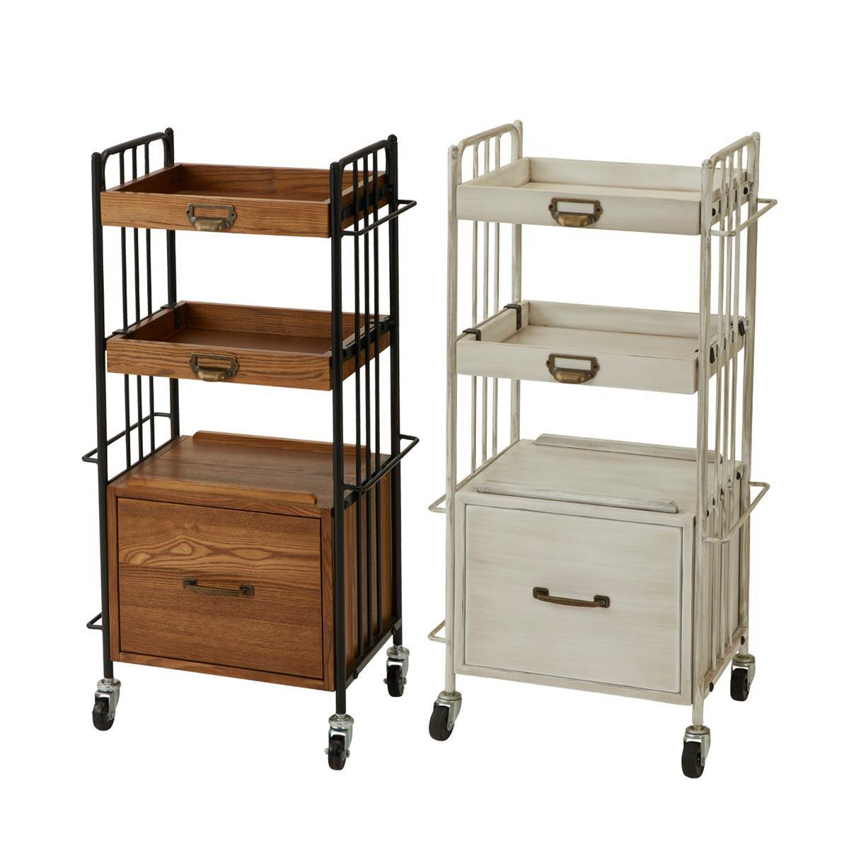 シャビーシック】アンティーク木製ワゴン DIAN（ディアン）Type BOX