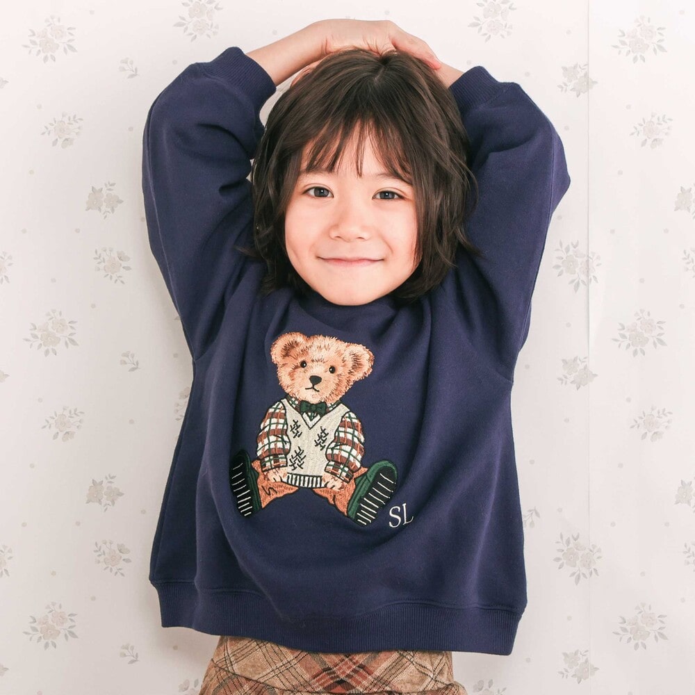 アニマルいろいろクマさん刺しゅうトレーナー(80~130cm)(80cm ネイビー