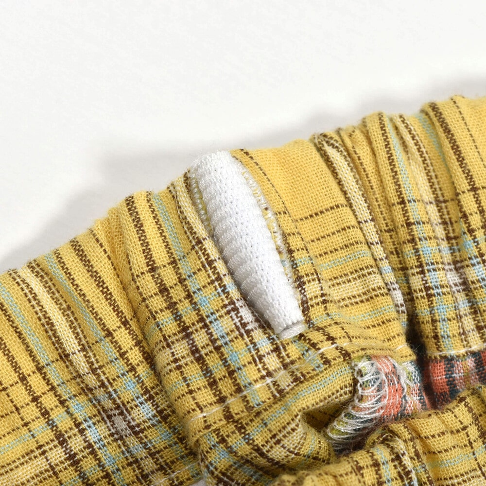 お揃い】チェック柄切り替えハーフパンツ(80~130cm)(80cm イエロー系