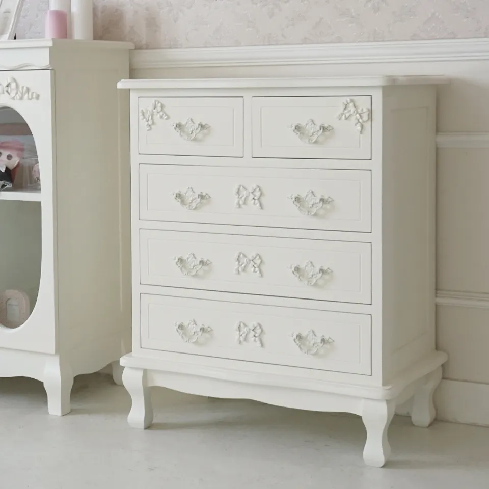 ステラリボン 姫系 チェスト ホワイト 幅65cm｜ロココ調家具通販 ベベ