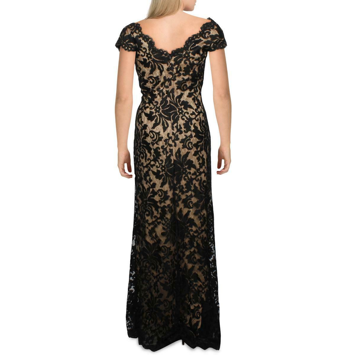 セール！Tadashi Shoji タダシショージ レースVネックロングドレス