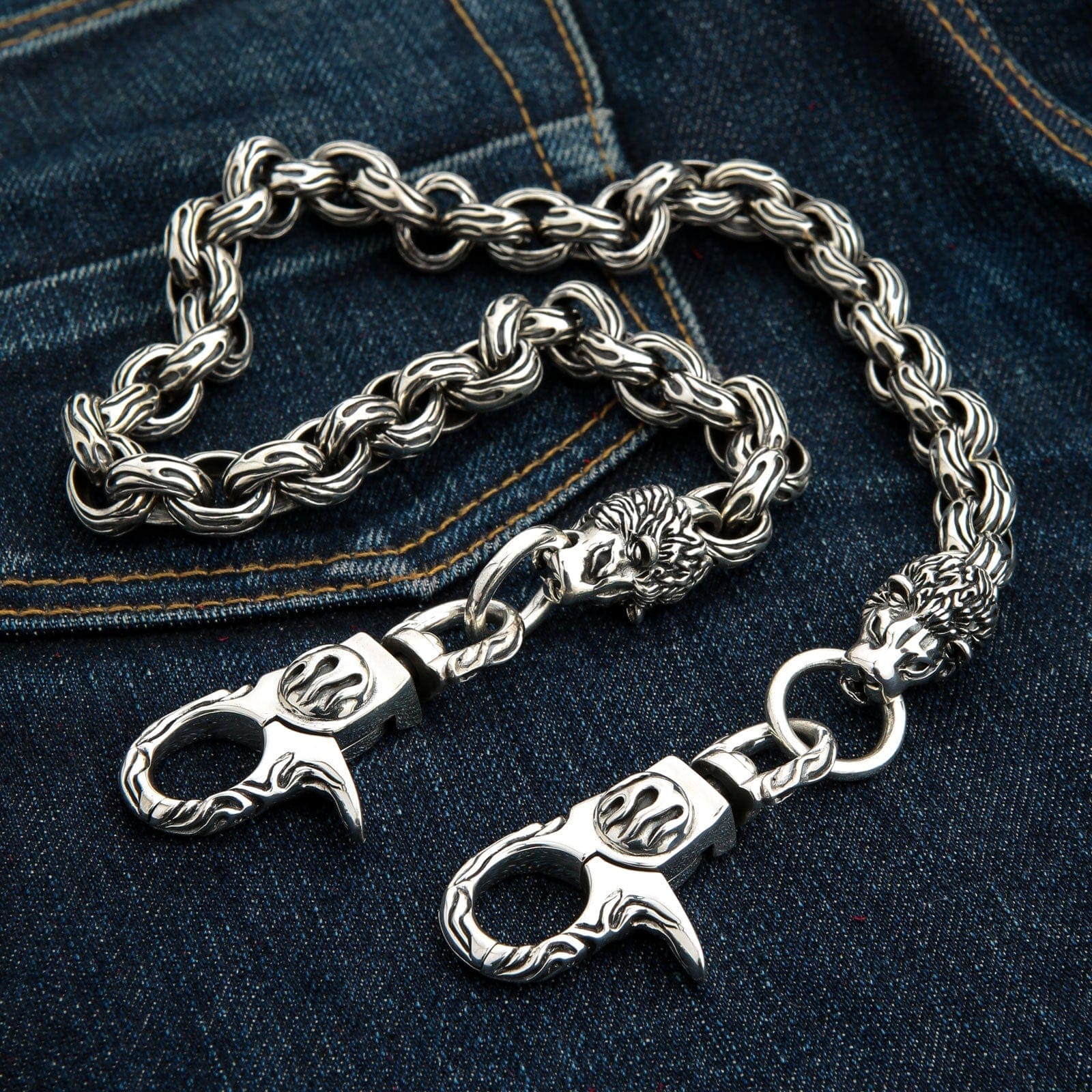 シルバーライオン ウォレットチェーン｜ヘビー メンズバイカージュエリー