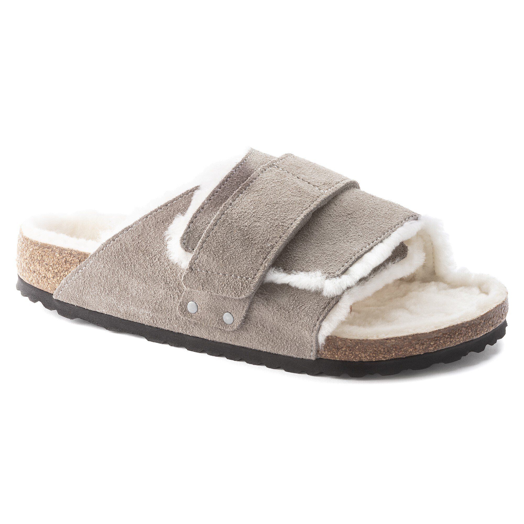 Kyoto Shearling Suede Leather in Color Stone Coin | BIRKENSTOCK US