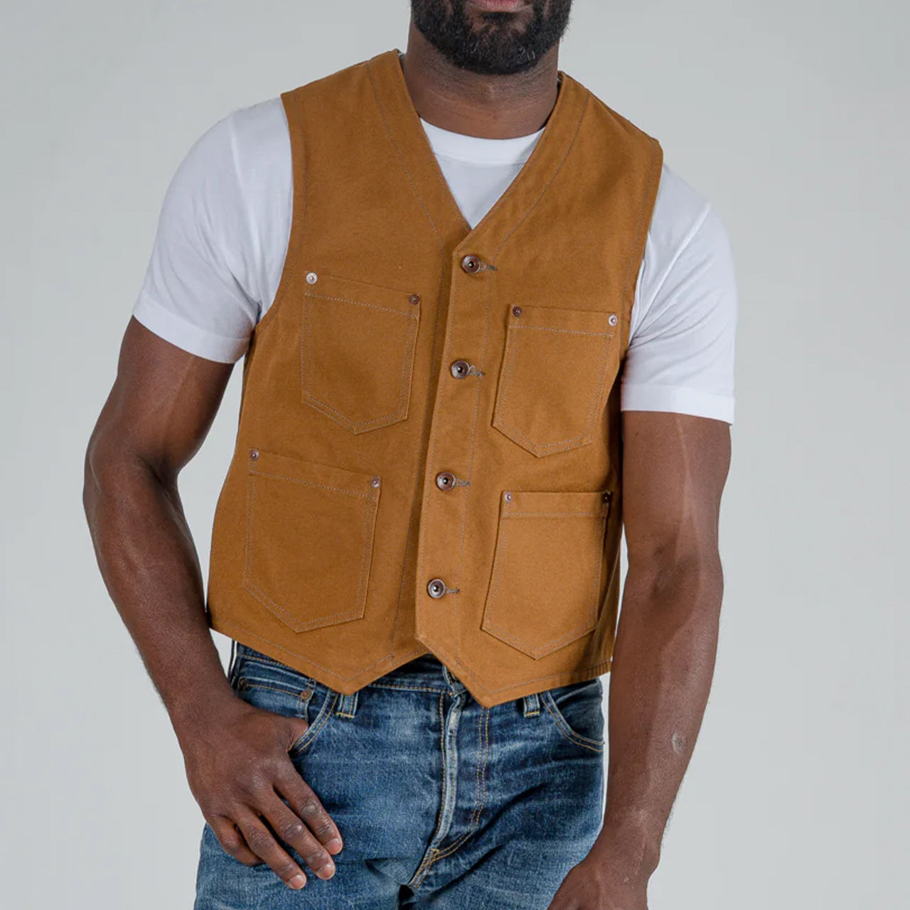 IHV-03-BRN 17 oz. Cotton Duck Work Vest Brown