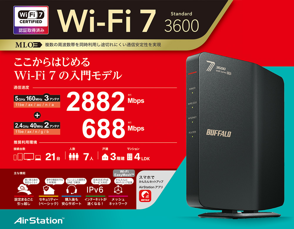 WSR3600BE4P/CWH : Wi-Fiルーター : AirStation | バッファロー