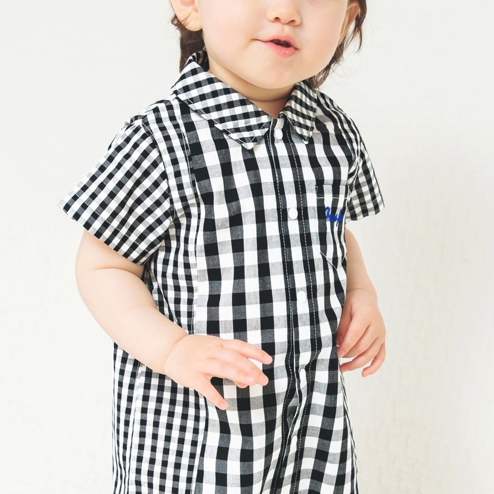 ベビー/ペア/お揃い】シャンブレーギンガムチェック半袖シャツ
