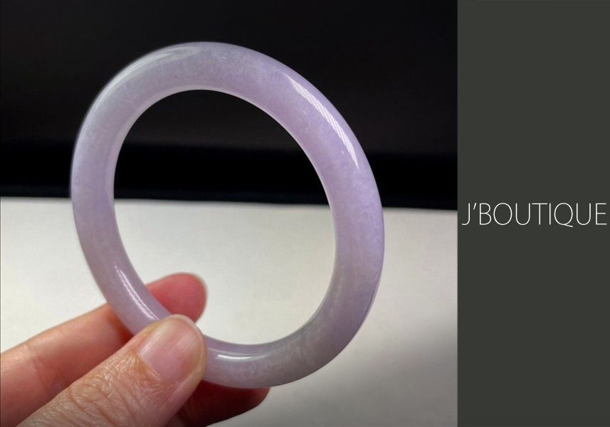 ミャンマー産天然無処理翡翠 バングル ブレスレット 淡ラベンダー 冰