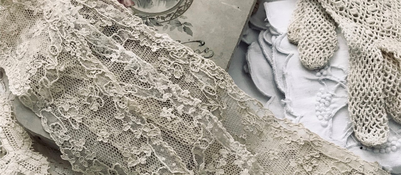 G-322 フランスアンティークレースブラウス/トップス コットンチュール