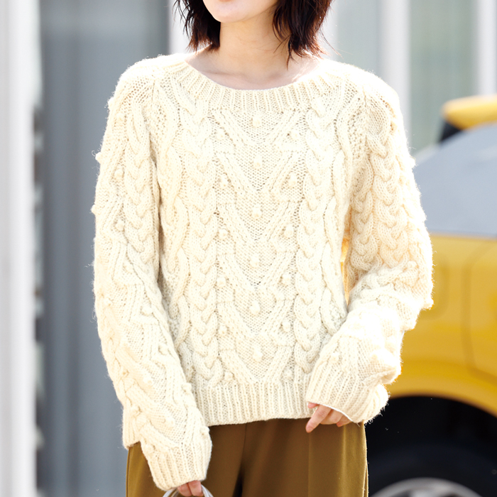 222aw-02 アラン模様のセーター 538 1355 純毛極太・2 デイ ウール並