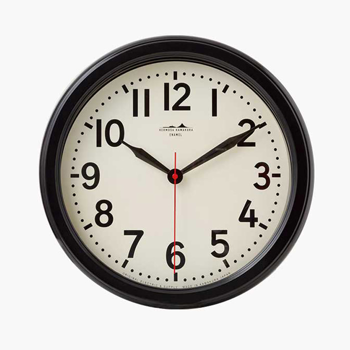 HORO-BLACK 琺瑯・レトロ・壁掛け時計｜ブラック｜照明のライティング