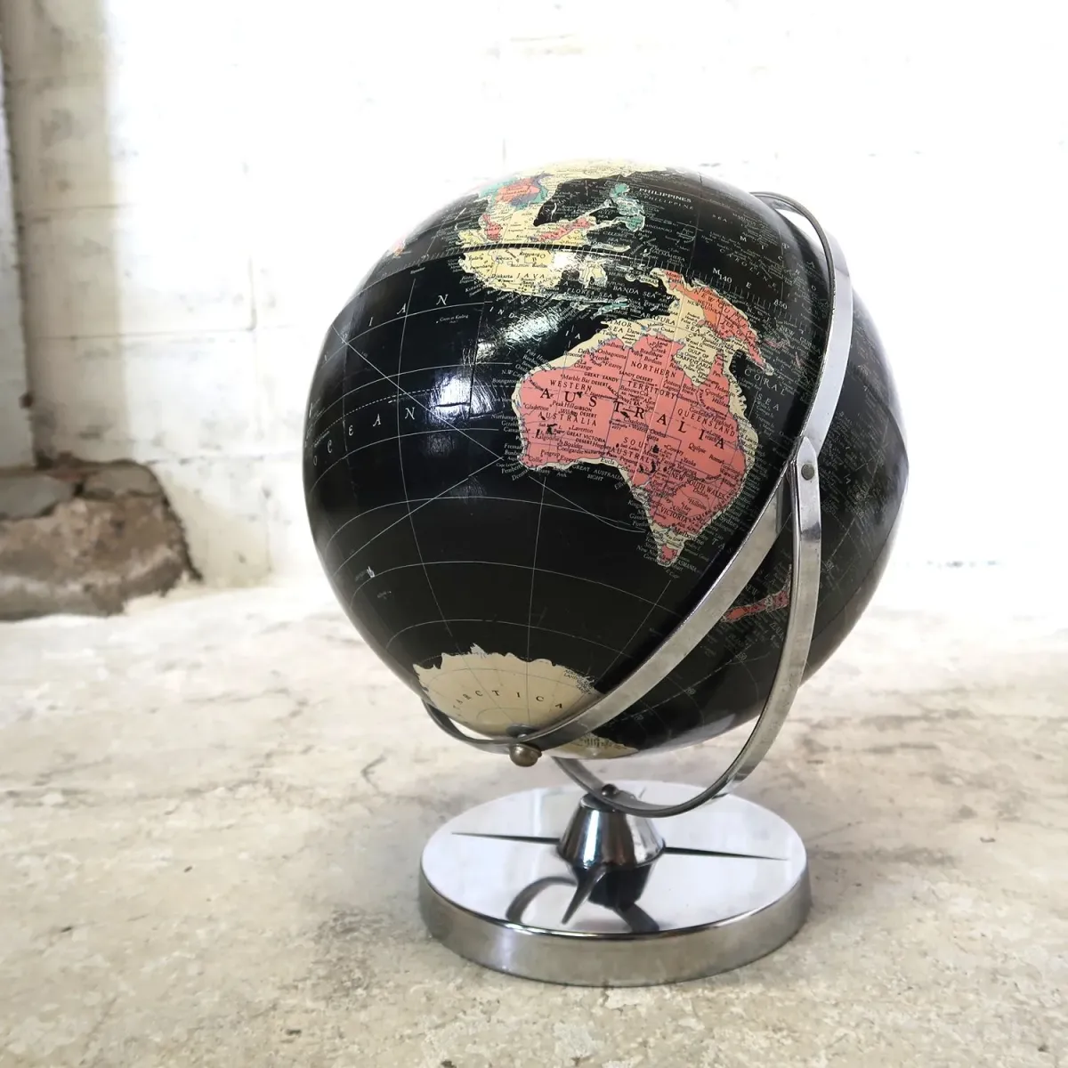 REPLOGLE社 アンティーク 黒地球儀 ブラックオーシャン ｜ glow ANTIQUES