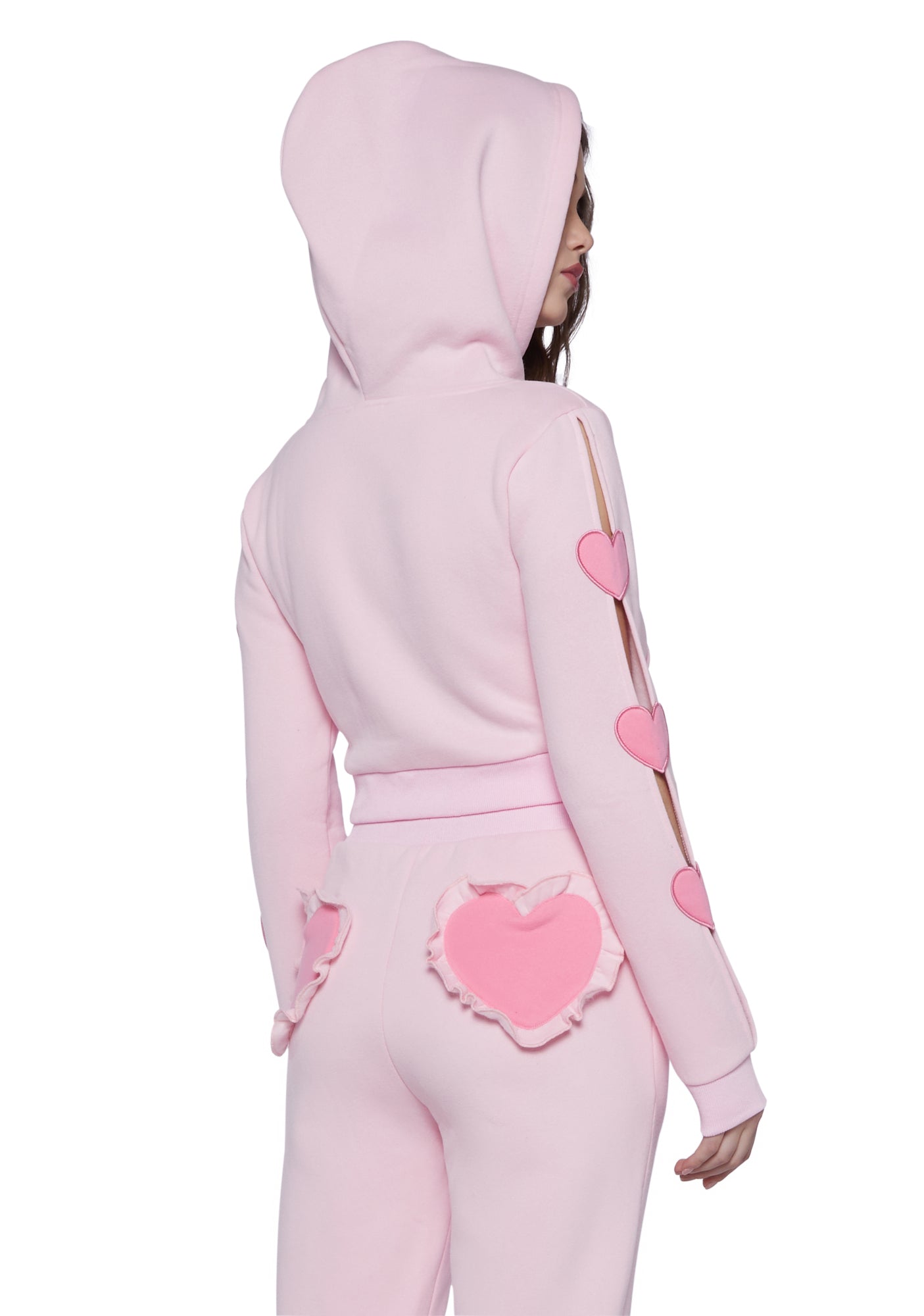 Sugar Thrillz Heart Cut Out Fleece Hoodie - Pink – Dolls Kill