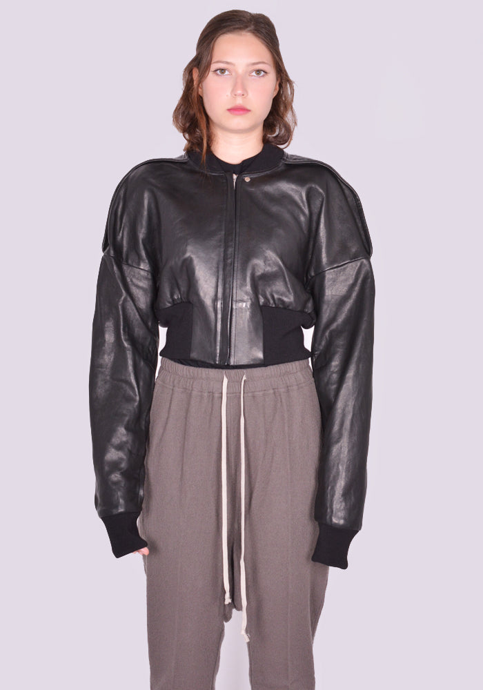 RICK OWENS CROPPED FLIGHT JACKET BLACK FW24 | DOSHABURI Online Shop
