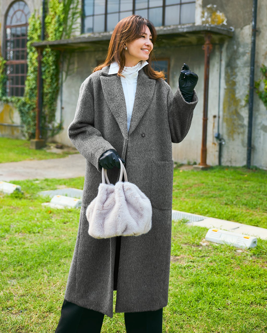 アルパカシャギー・テーラーロングコート/DoCLASSE