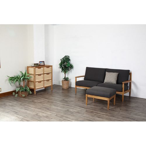 チーク無垢材とラタンのランドリーチェスト G846XP サンフラワーラタン