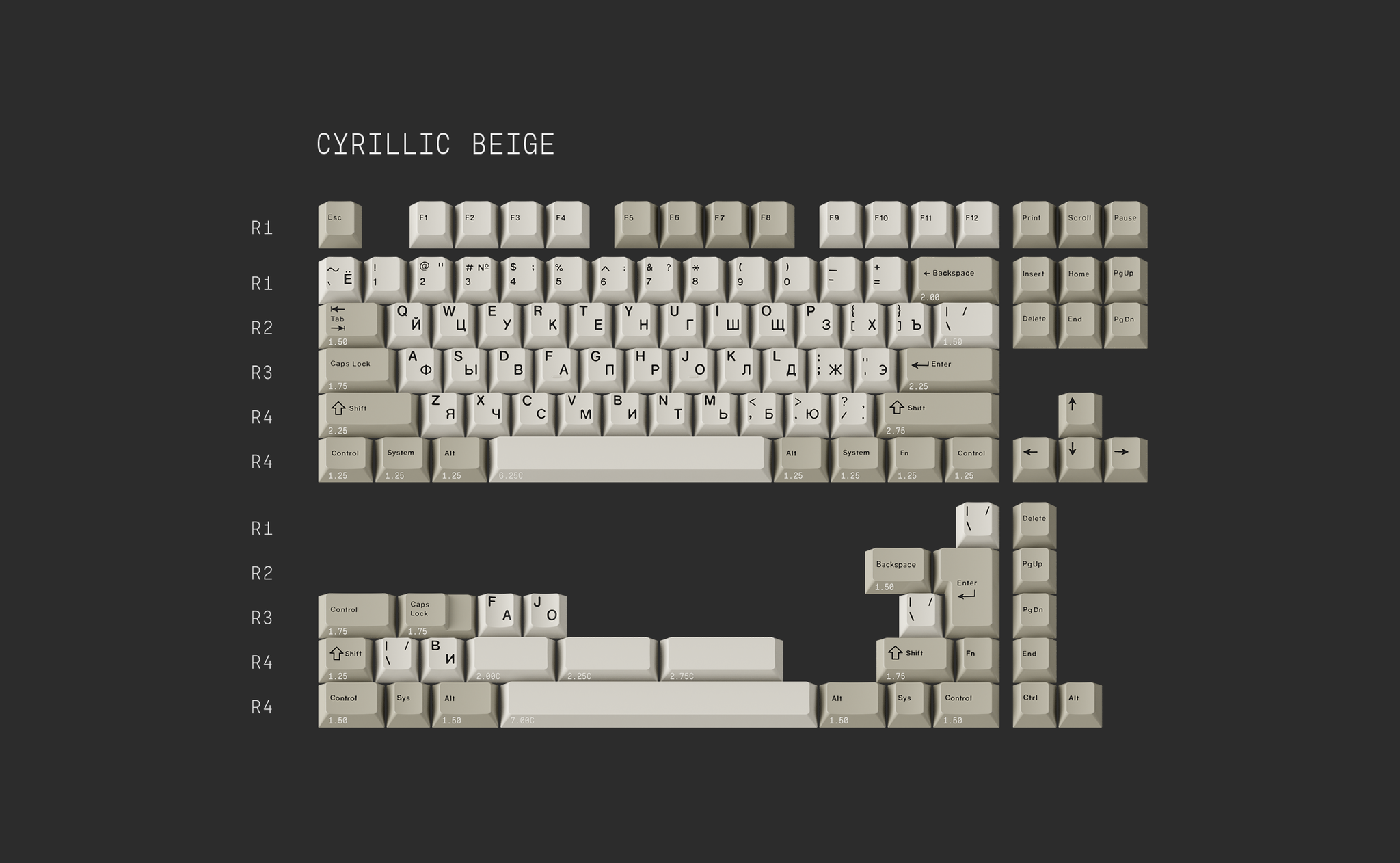 GMK Cyrillic Beige & WoB Keycaps