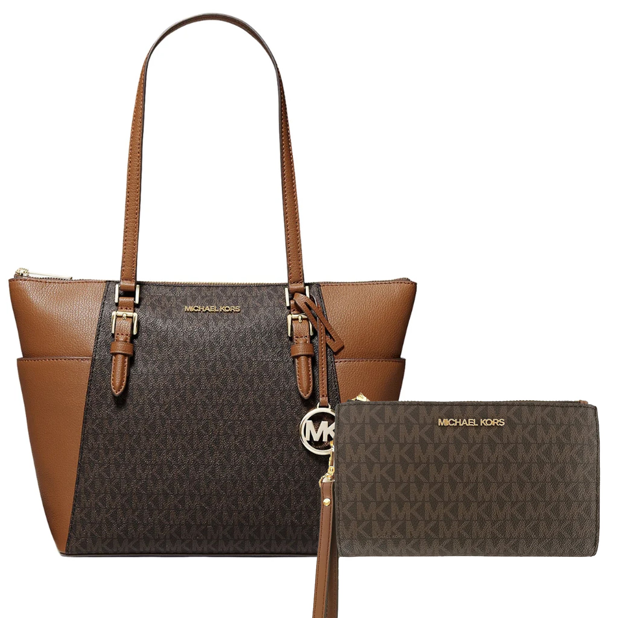 Michael Kors Jet Set Double Zip Wristlet & Charlotte Tote Bag