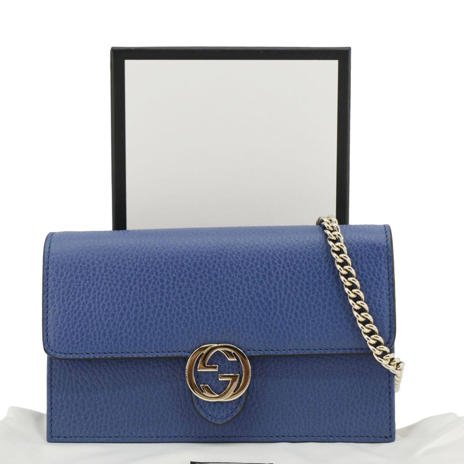 GUCCI Dollar Interlocking G Calfskin Leather Crossbody Bag Blue