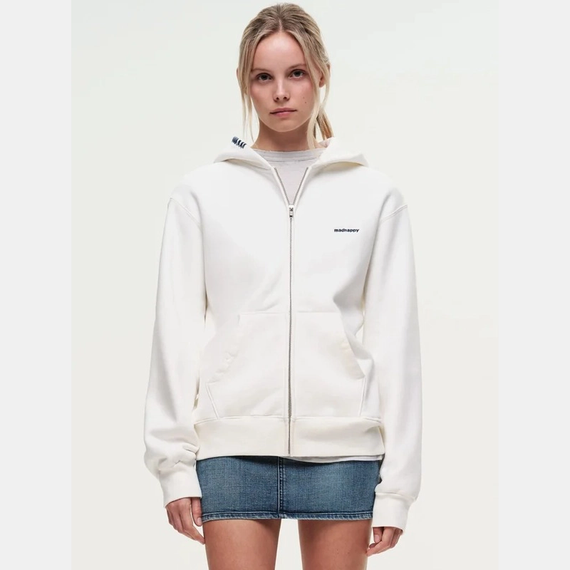 Olivia Wilde Madhappy Hoodie White | Fleece Zip Up Hoodie