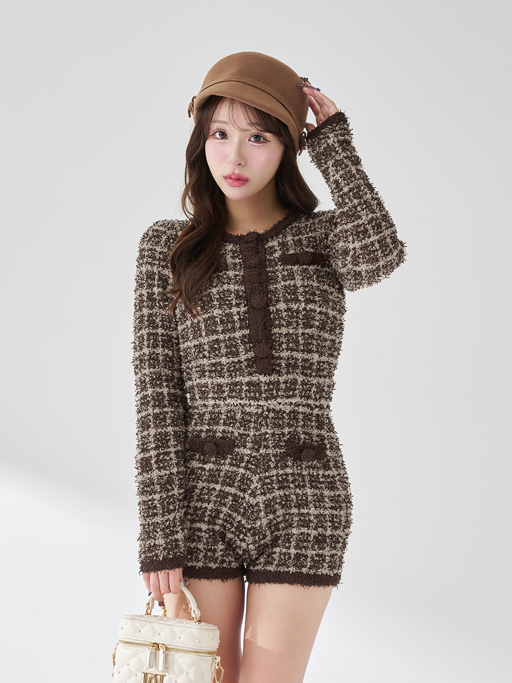 ボリュームフリルツイードニットミニワンピース – Darich (ダーリッチ)