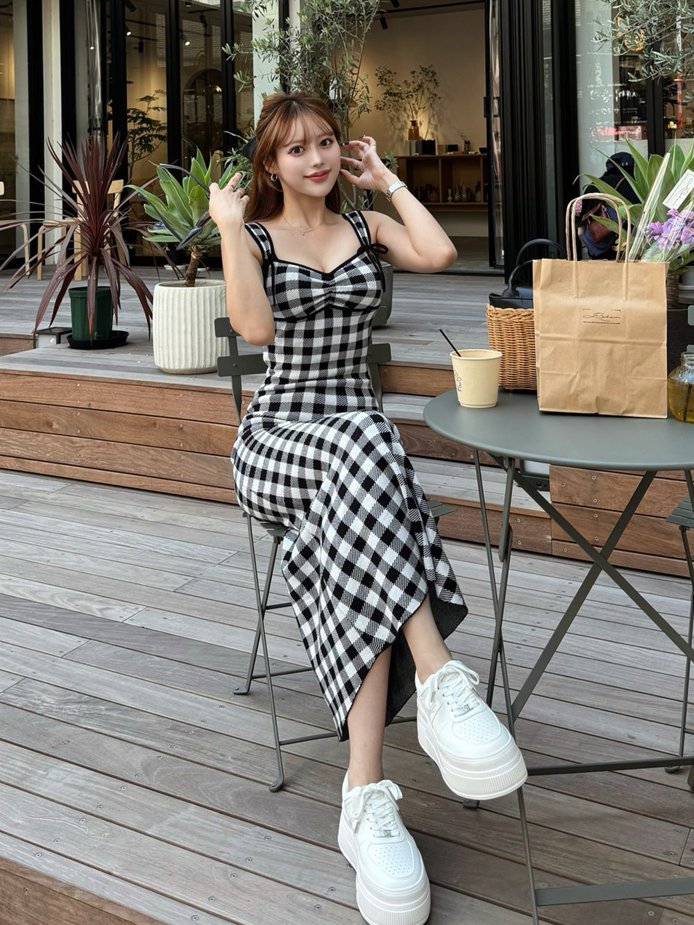 ギンガムジャガードニットロングワンピース – Darich (ダーリッチ)