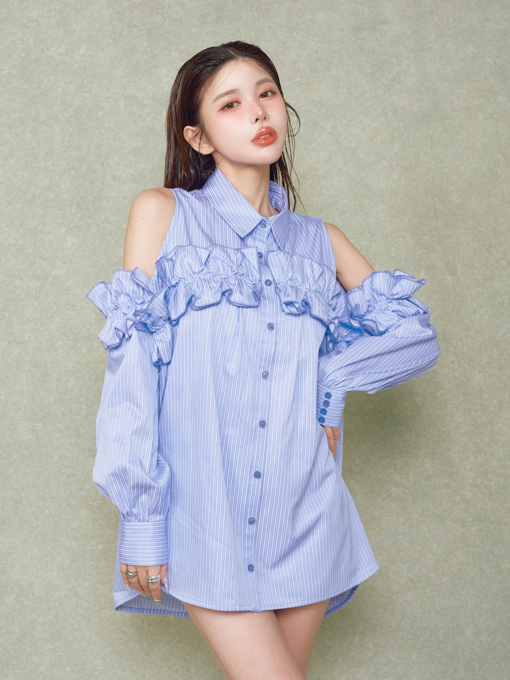 マルチストライプフリルシャツチュニック – Darich (ダーリッチ)