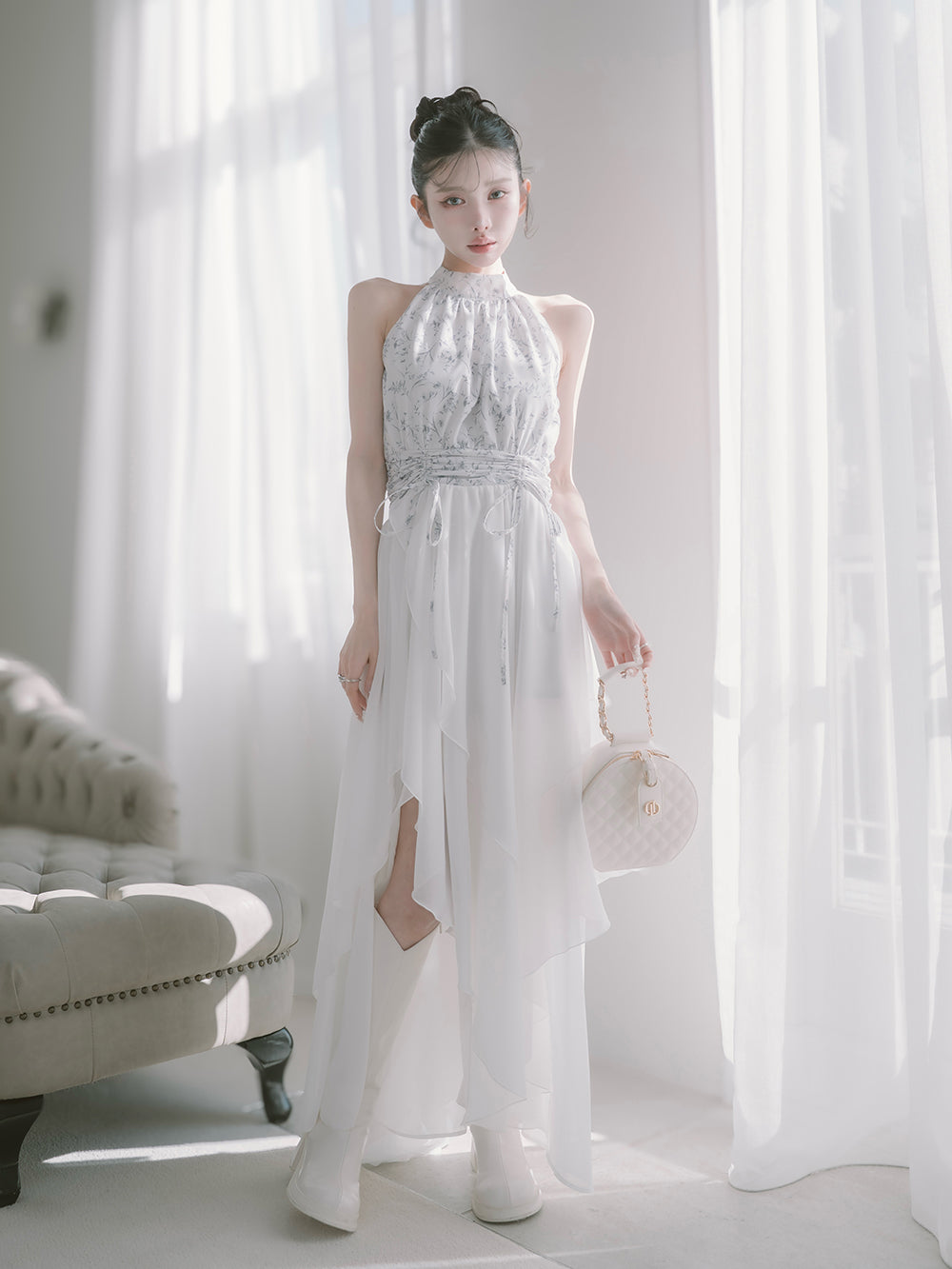 アメスリギャザーシフォンロングワンピース – Darich (ダーリッチ)