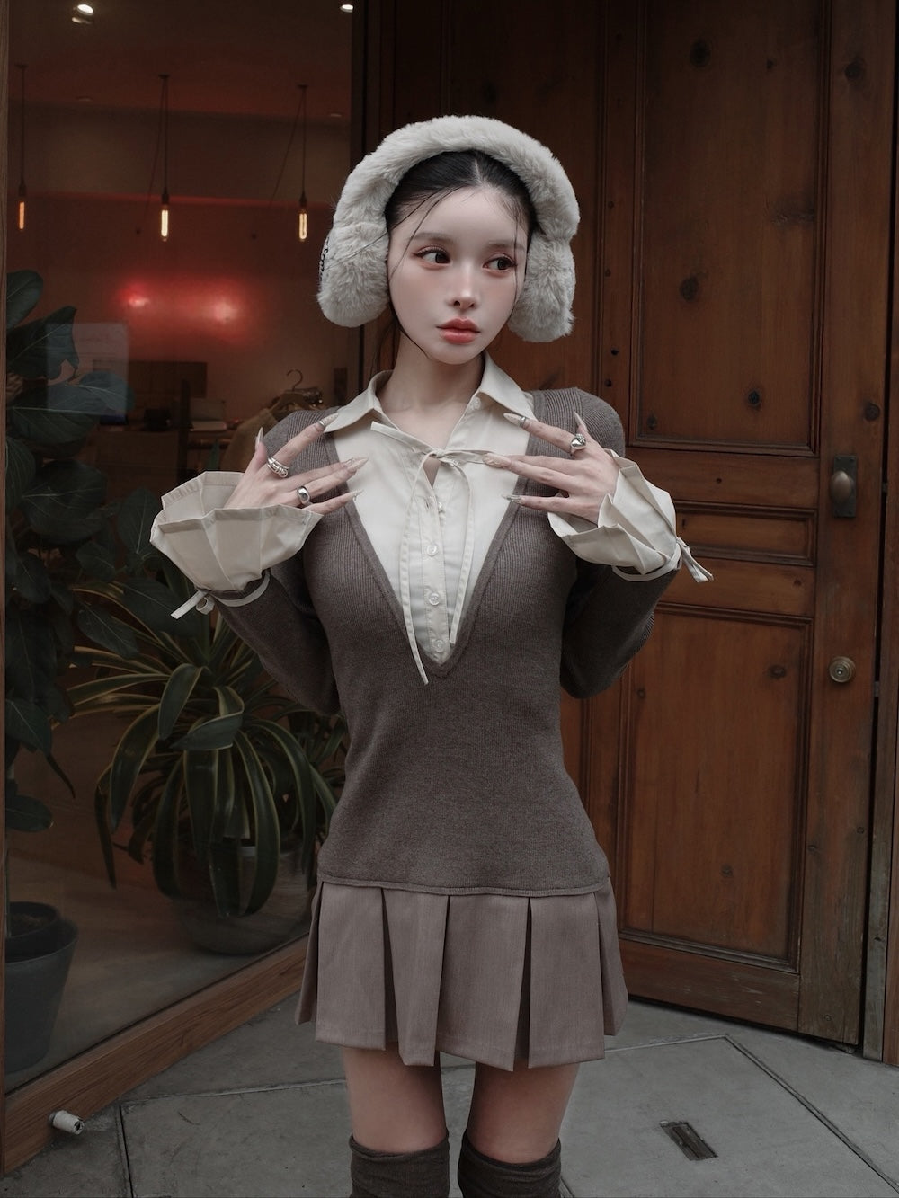 シャツドッキングプリーツミニワンピース – Darich (ダーリッチ)