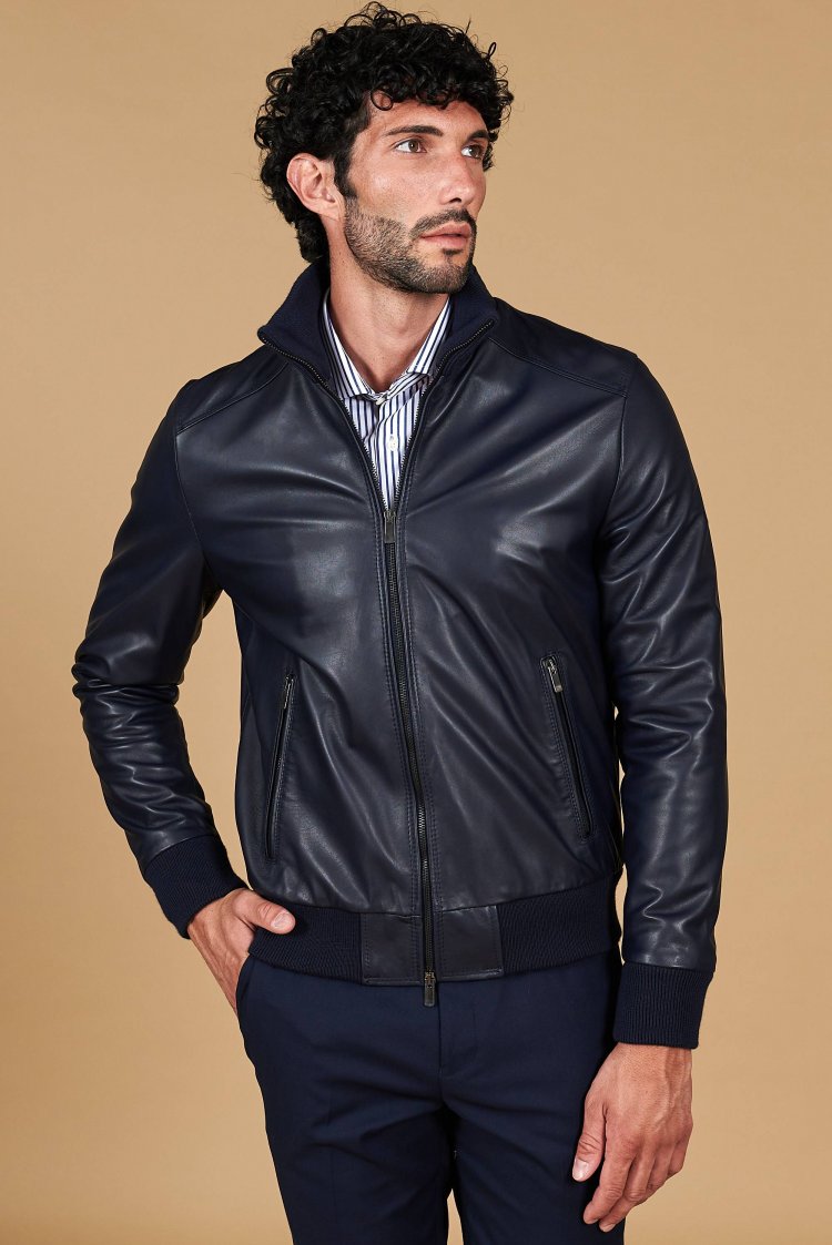Men leather bomber brown leather bomber jacket sheepskin bomber