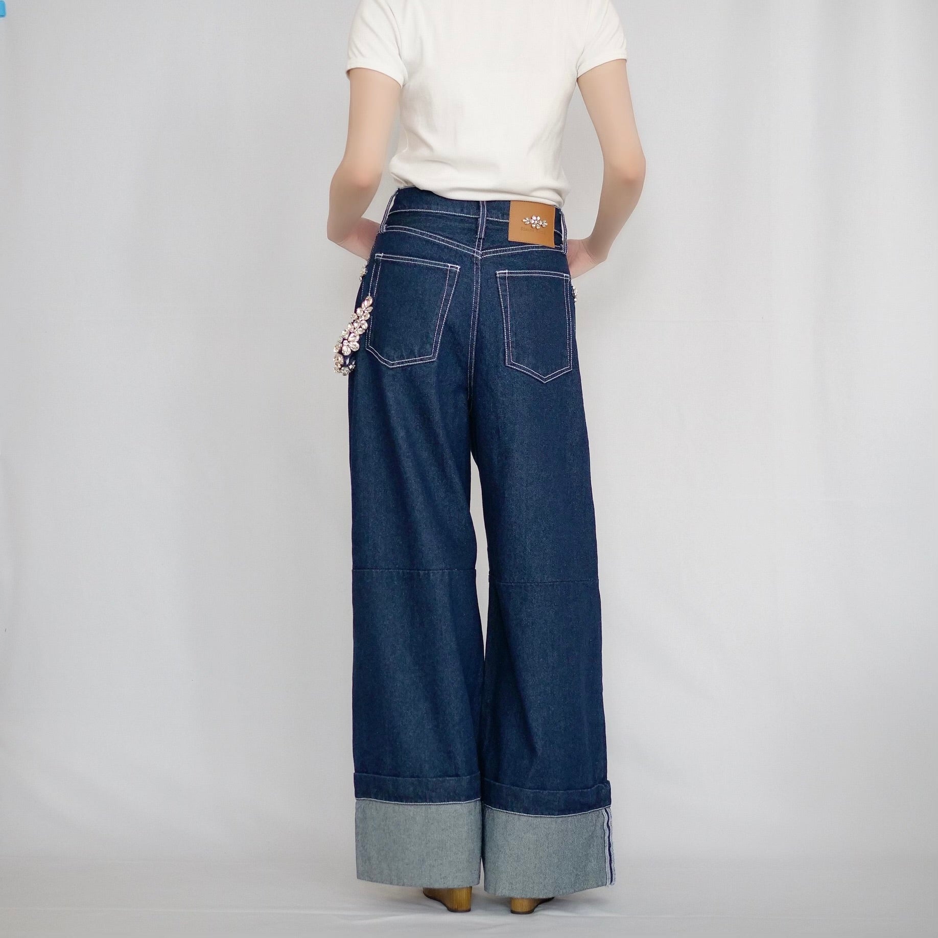 SIMONE ROCHA WIDE LEG PUDDLE JEANS W/ TURBO EMB – dim at noon