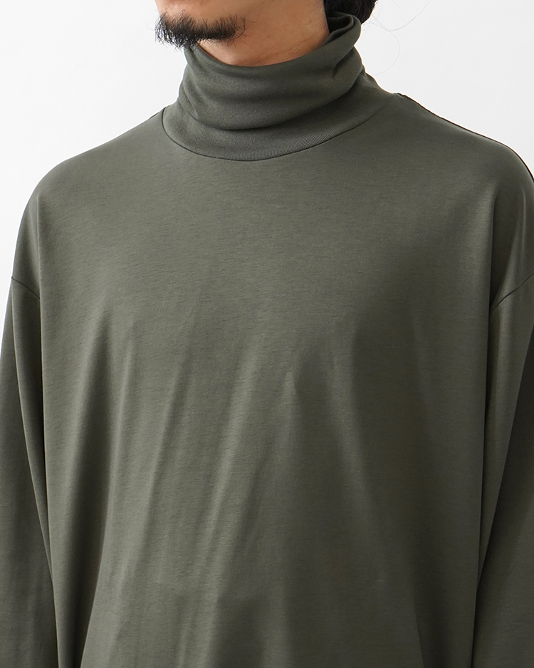 Brushed Mockrody High Neck L/S Tee / GREEN | Graphpaper (MEN