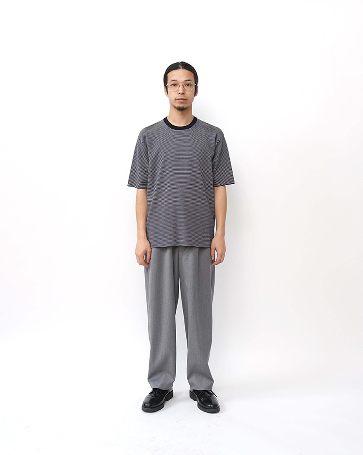 32G SMOOTH KNIT T-SHIRT / BLACK×WHITE | BATONER (MEN)(バトナー