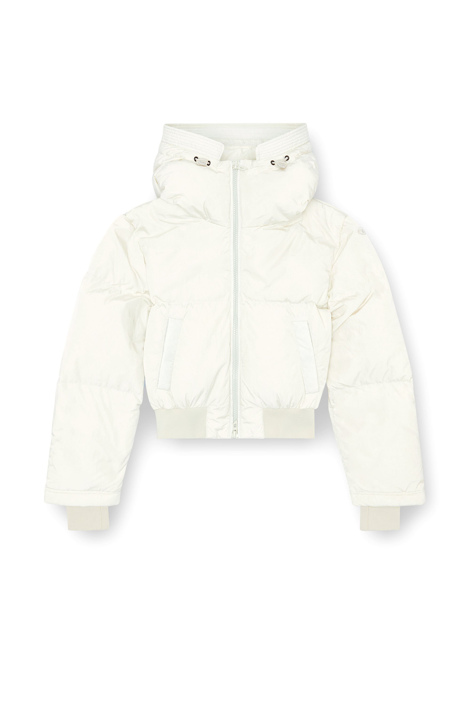 W-PEYT-SHORT-NEW-P1 Hooded down jacket in crinkled nylon｜ホワイト