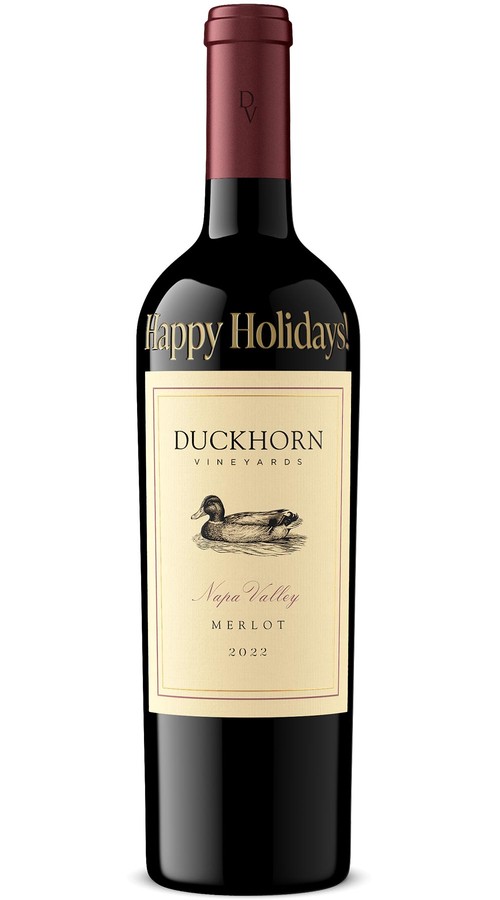 2022 Napa Valley Merlot Etched Happy Holidays! | Duckhorn Vineyards