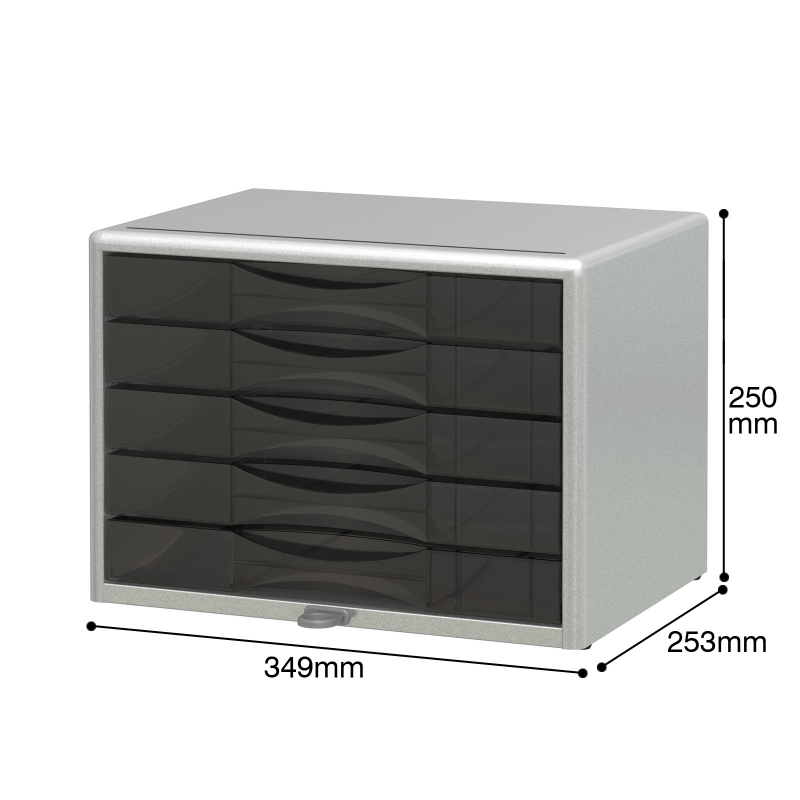 鍵付レターケース 5段横型 シルバー (LCK-05P)