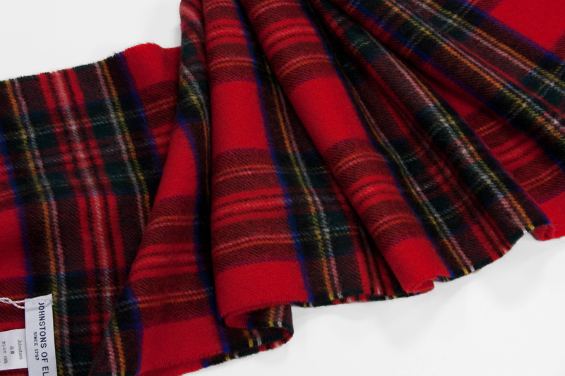 極美品ユーズド・ジョンストンズ・カシミヤマフラー・ロイヤル