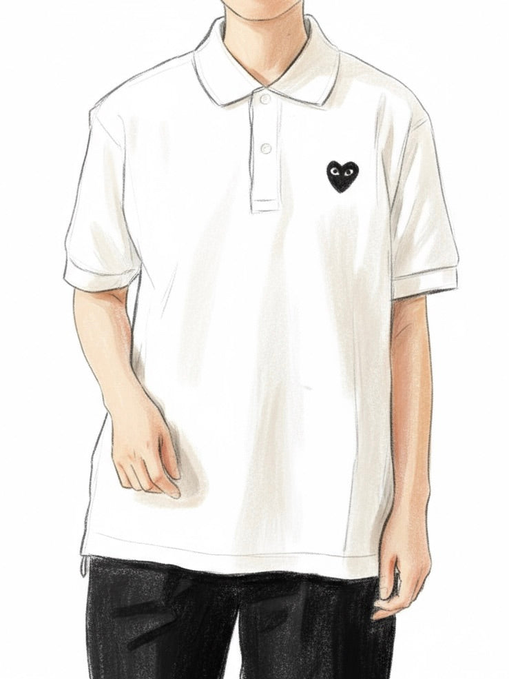 PLAY COMME des GARCONS ポロシャツ(ホワイト×ブラックハート) [AX
