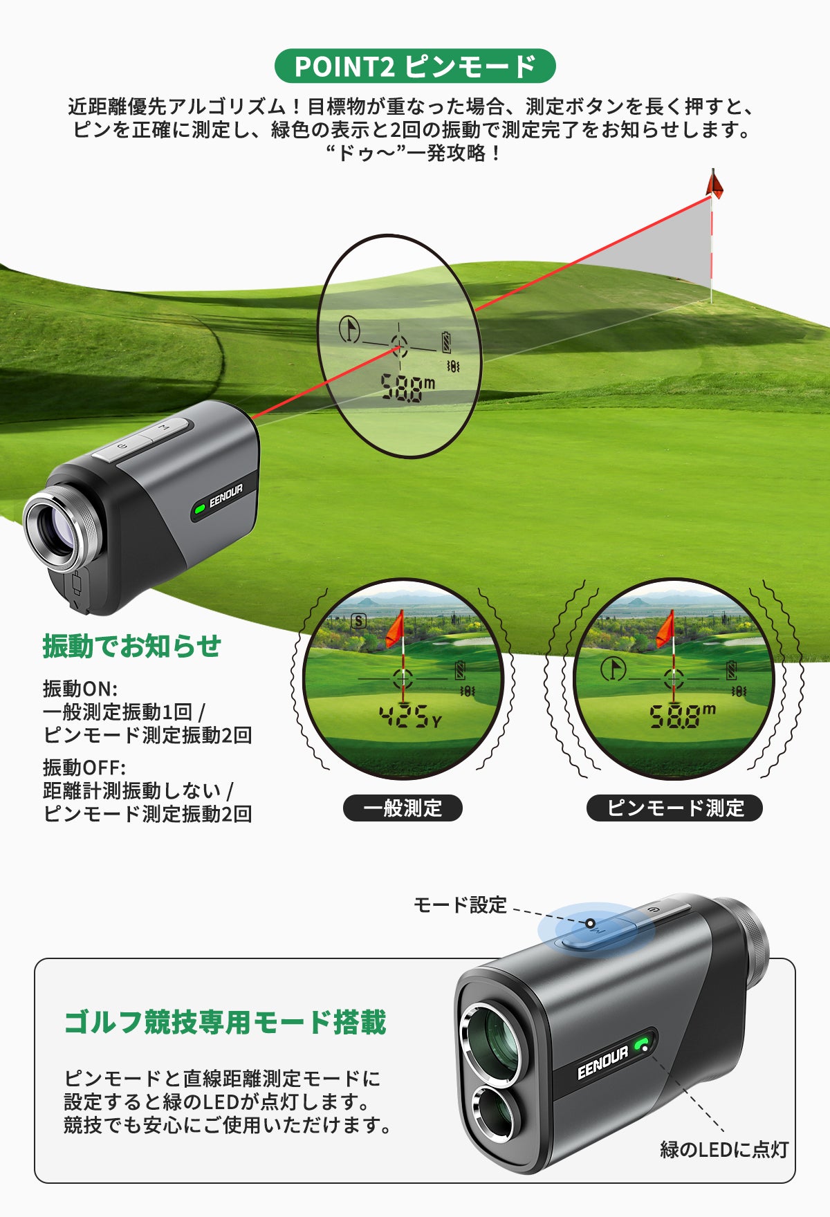 EENOURゴルフレーザー距離計U800+