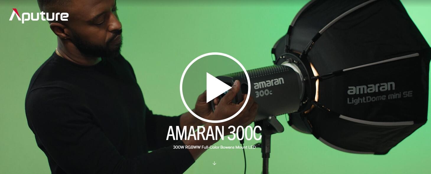 Aputure Amaran 300c RGBWW LED Video Light 300W with Dome III