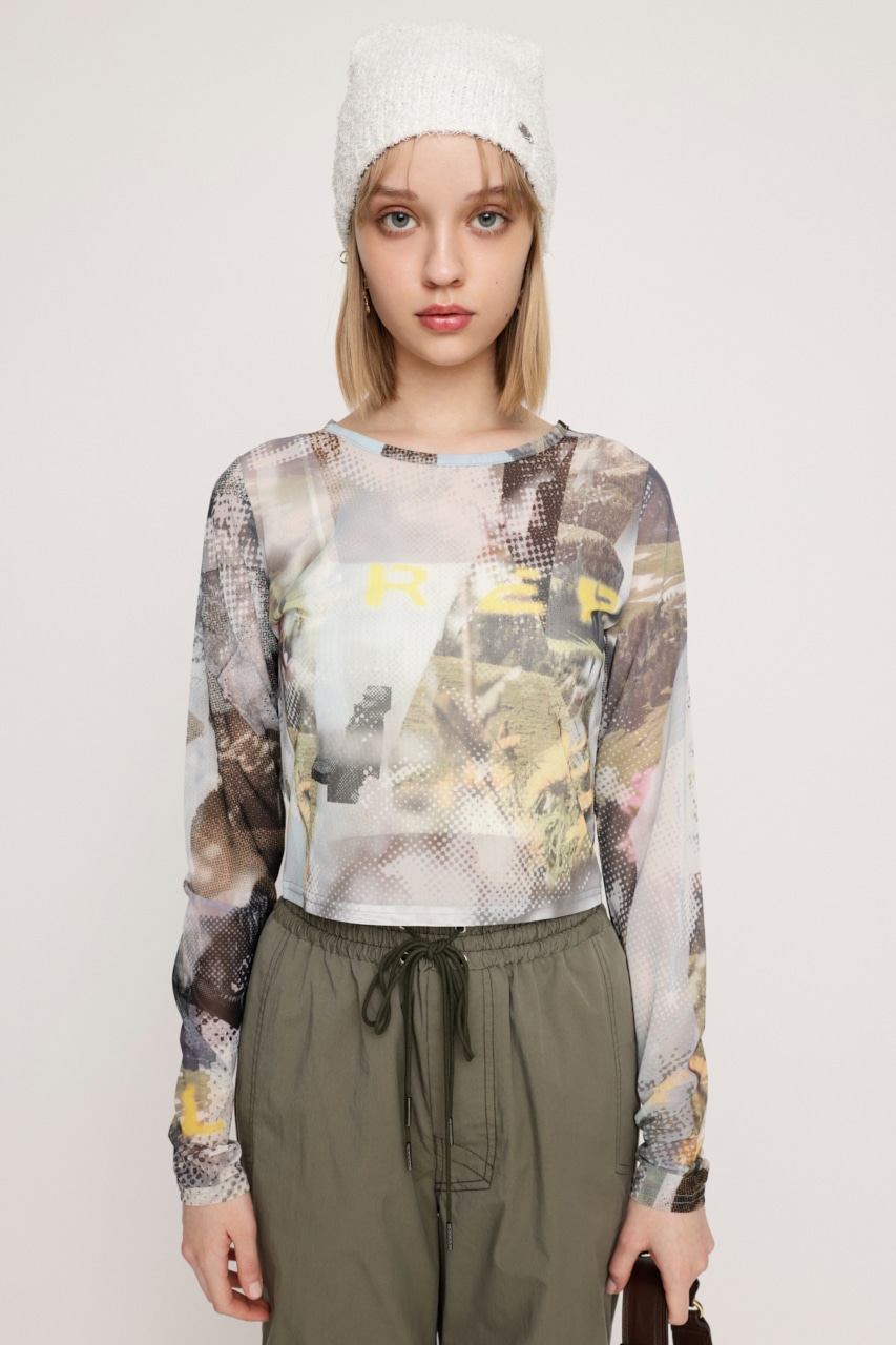 SLY | GRAPHICAL SHEER トップス (Tシャツ・カットソー(長袖) ) |SHEL