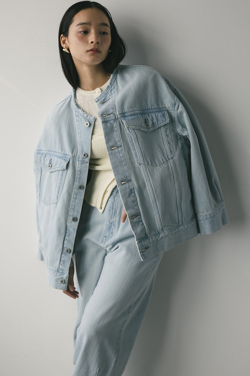 STYLEMIXER | ノーカラーデニムジャケット (デニムジャケット ) |SHEL