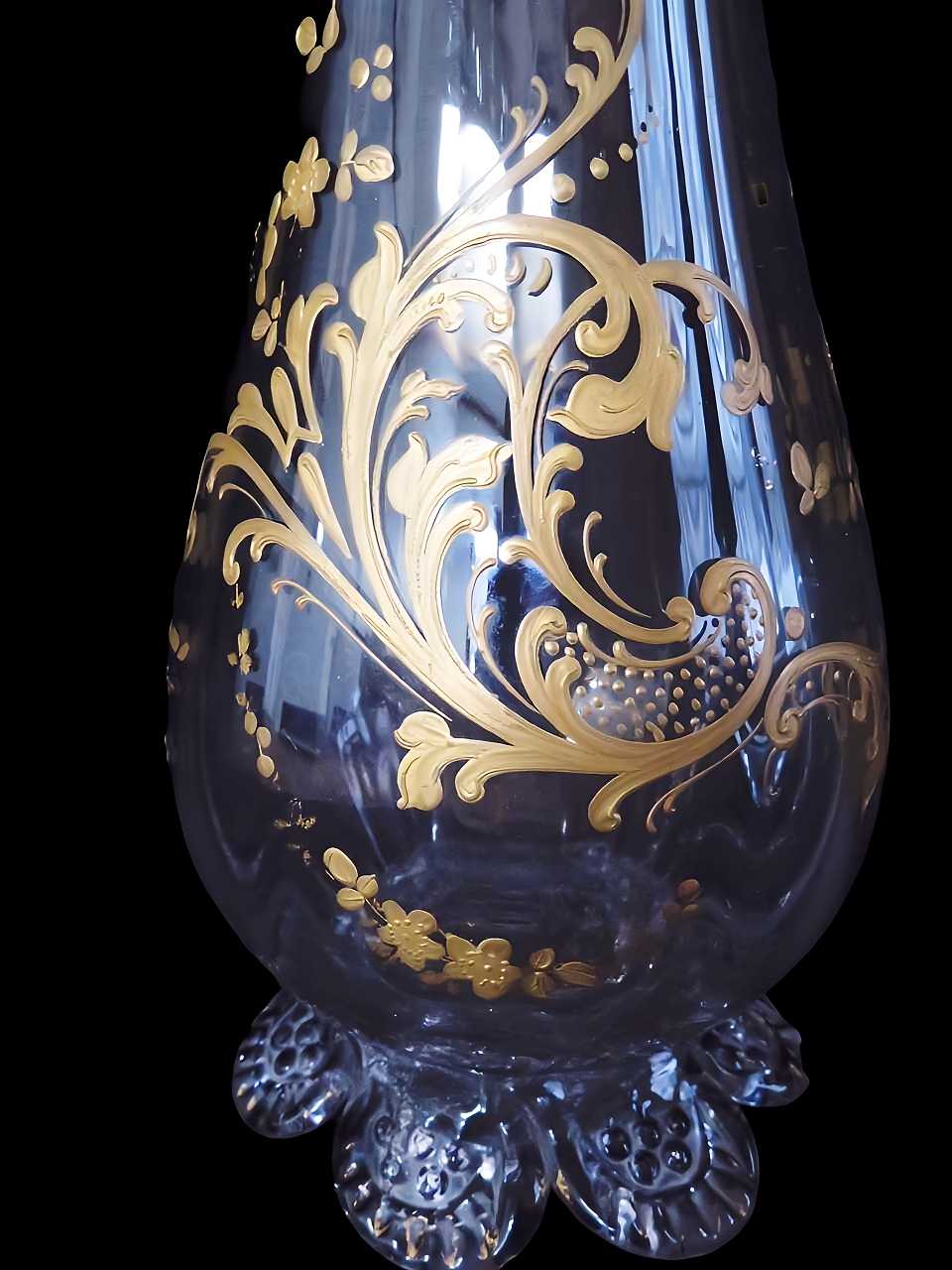 優美 オールドバカラ 金彩フラワーベース - 薔薇と天使のアンティーク