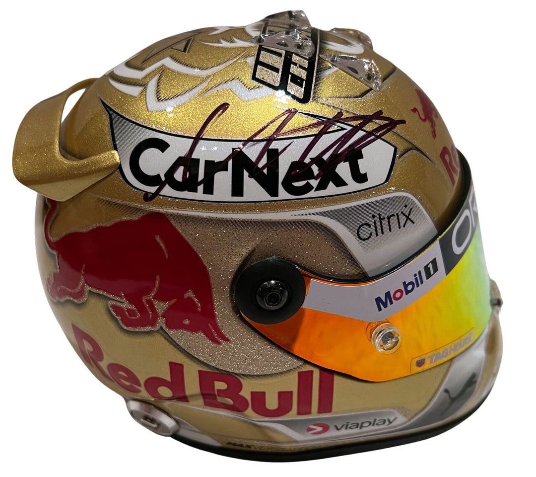 Max Verstappen Signed Replica 1/2 2022 F1 World Champion Gold Red