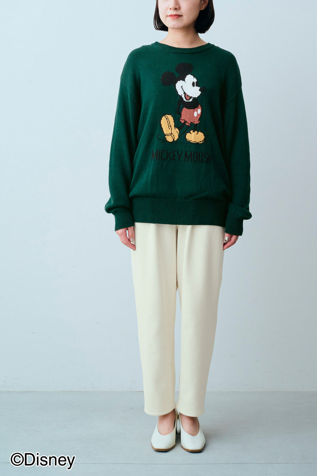 IEDIT[イディット] Disney「ミッキーマウス」ジャカードニット