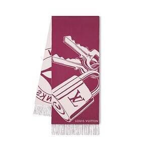 ルイ・ヴィトン“モノグラム・フラワー”ちりばめたカシミヤマフラー、鍵