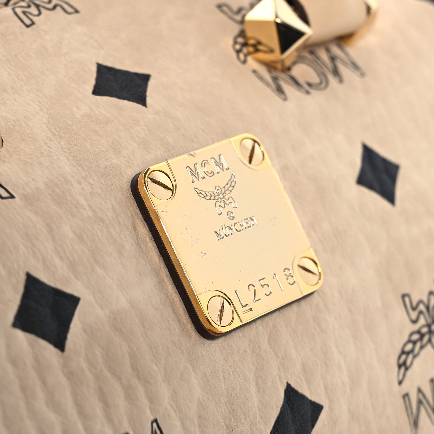 MCM Visetos Mini Boston Bag Beige 1585181 – FASHIONPHILE