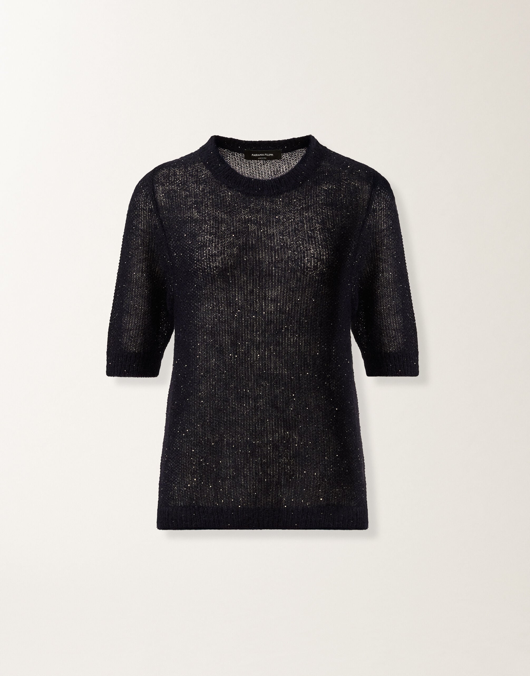 Midnight blue mohair sweater with sequins for Women | Fabiana Filippi®