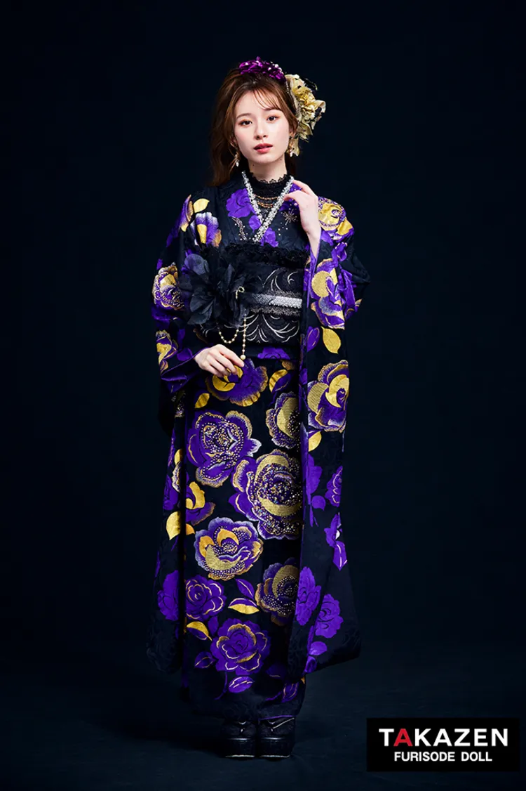 プレミアムヘップバーンローズ 紫/金/ゴールド キラキラビジュー付き